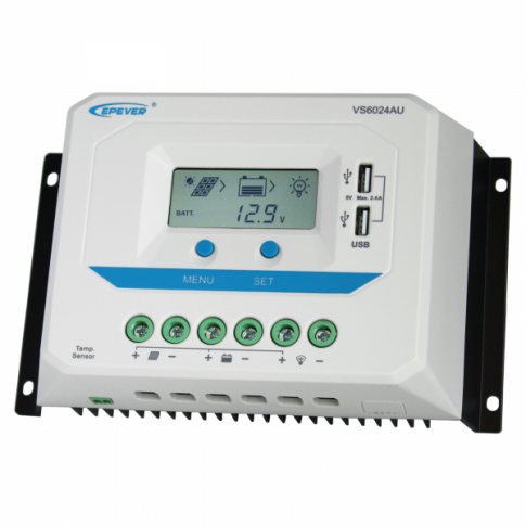 60A 12/24V SOLAR CHARGE CONTROLLER / REGULATOR WITH LCD DISPLAY AND POWERFUL DUAL USB OUTPUT (2.4A)